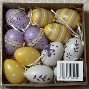 Purple, Yellow & White Decorative Easter Eggs - Set of 12